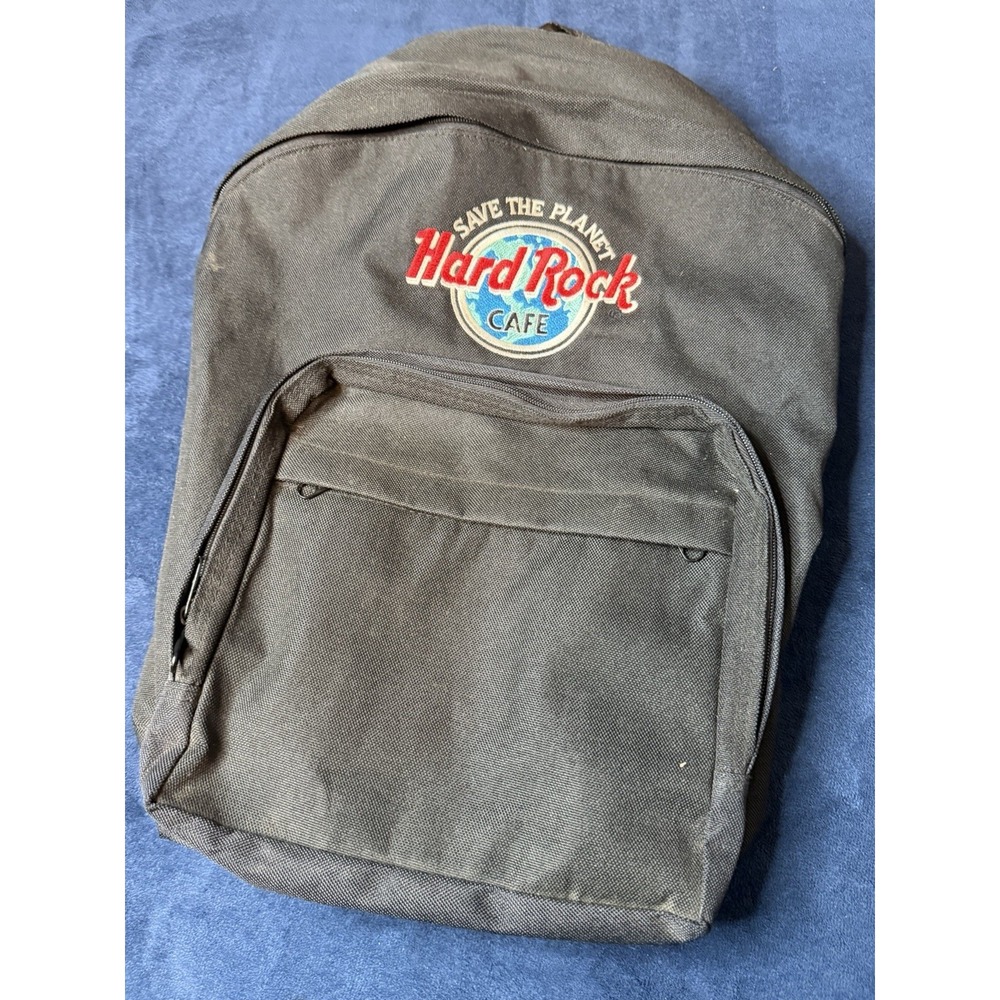 Vtg Hard Rock Cafe London Canvas Backpack Black Sz M Save The Planet RN 79177
